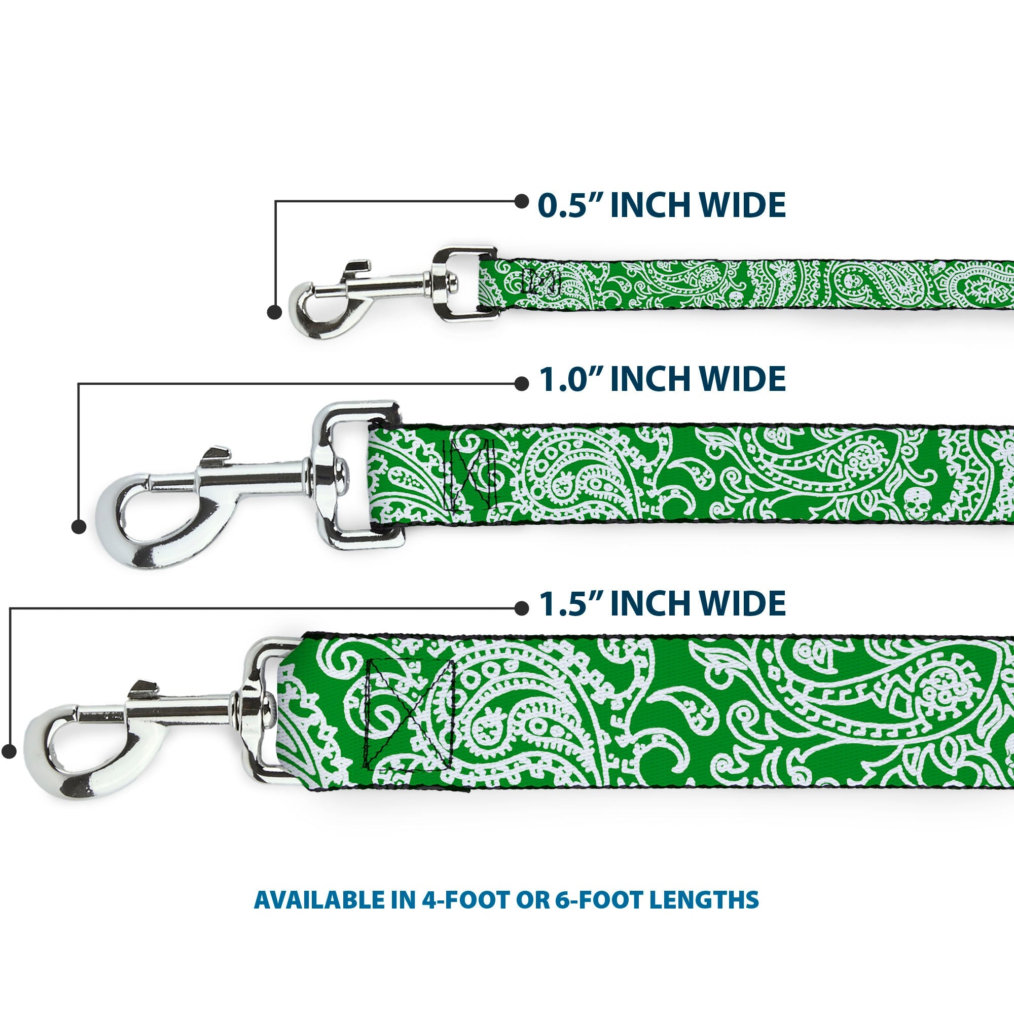Dog Leash - Bandana/Skulls Irish Green/White