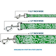 Dog Leash - Bandana/Skulls Irish Green/White