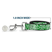 Dog Leash - Bandana/Skulls Irish Green/White