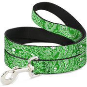 Dog Leash - Bandana/Skulls Irish Green/White