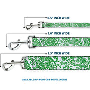Dog Leash - Bandana/Skulls White/Irish Green