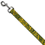 Dog Leash - Bandana/Skulls Gold/Green