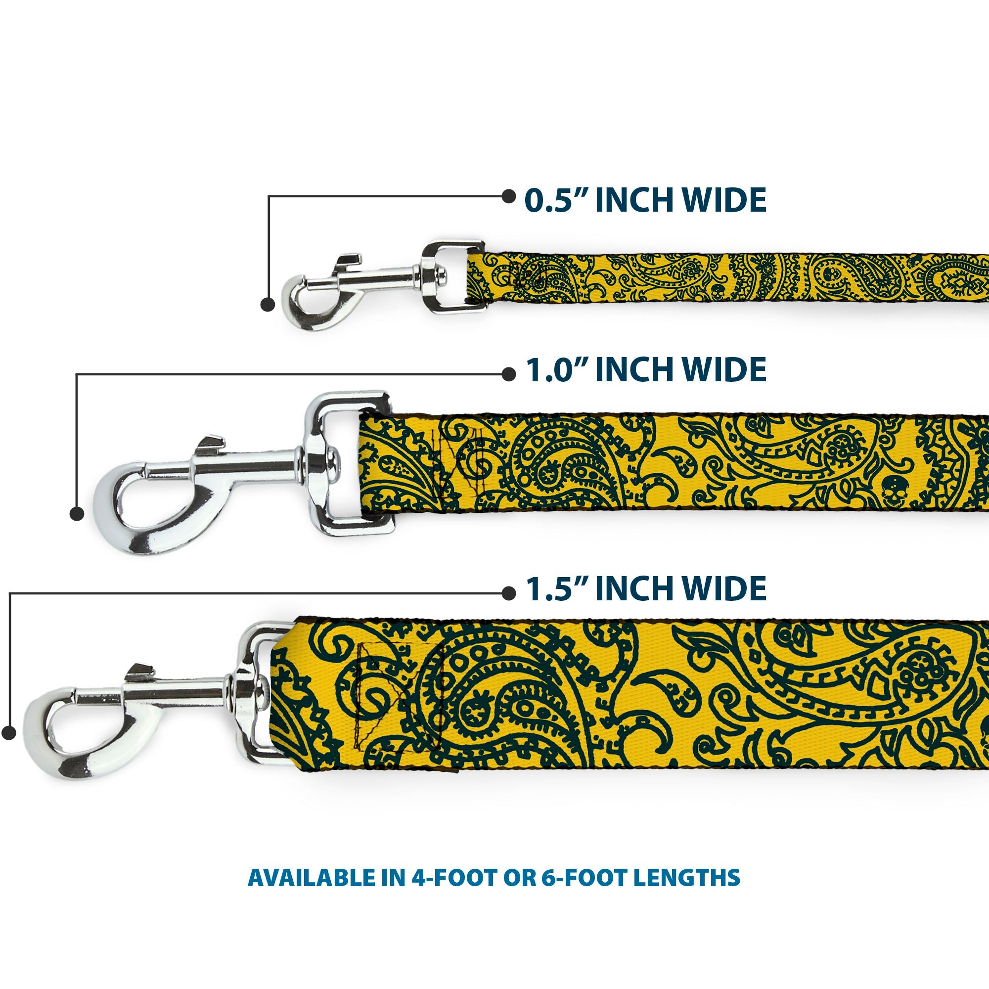 Dog Leash - Bandana/Skulls Gold/Green