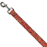 Dog Leash - Bandana/Skulls Scarlet Red/Gold