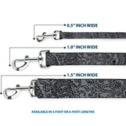 Dog Leash - Bandana/Skulls Silver/Black