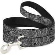 Dog Leash - Bandana/Skulls Silver/Black