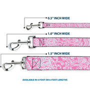 Dog Leash - Bandana/Skulls Pink/White