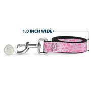 Dog Leash - Bandana/Skulls Pink/White