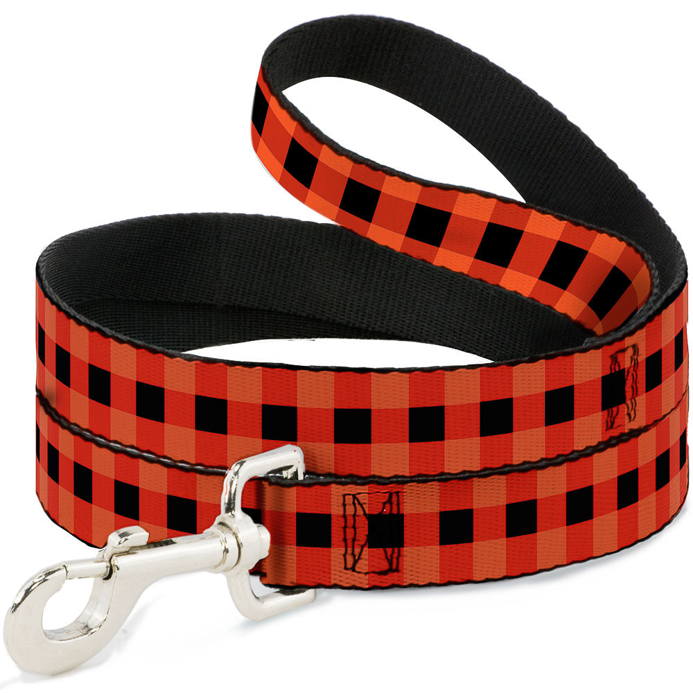 Dog Leash - Buffalo Plaid Black/Orange