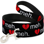 Dog Leash - Broken Heart MEH Black/Red/White