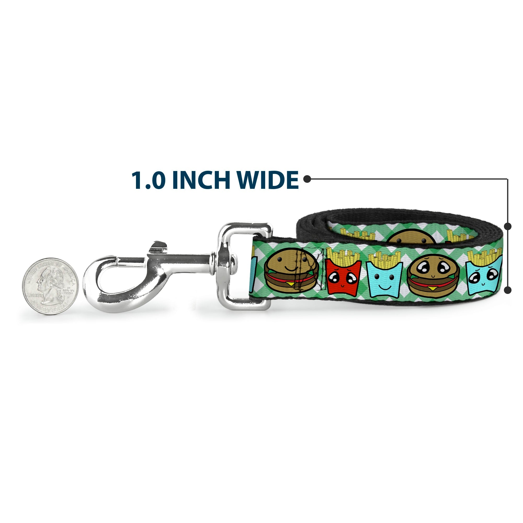 Dog Leash - Burger & Fries Cartoon Straight Green Tablecloth