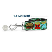Dog Leash - Burger & Fries Cartoon Straight Green Tablecloth