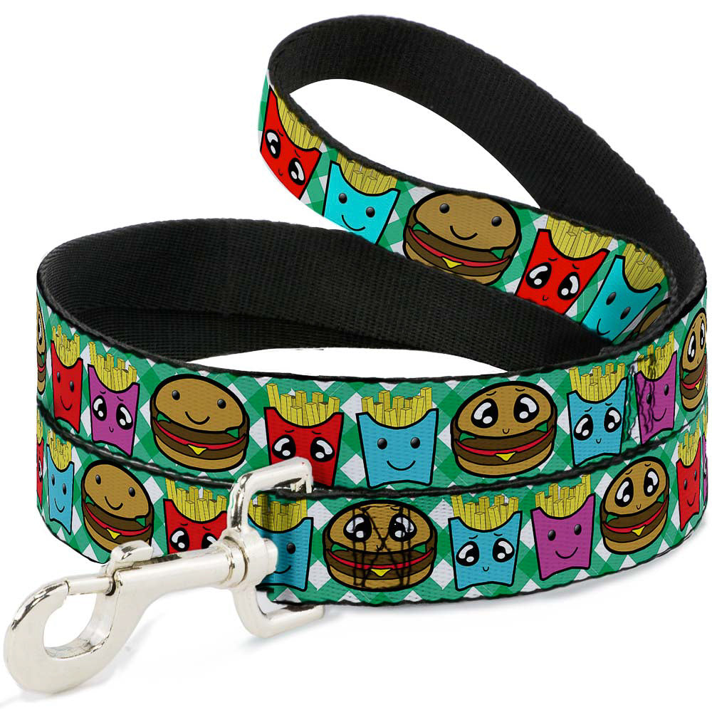 Dog Leash - Burger & Fries Cartoon Straight Green Tablecloth