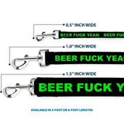Buckle-Down Dog Leash - BEER FUCK YEAH Black/Neon Green