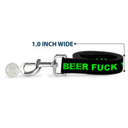 Buckle-Down Dog Leash - BEER FUCK YEAH Black/Neon Green