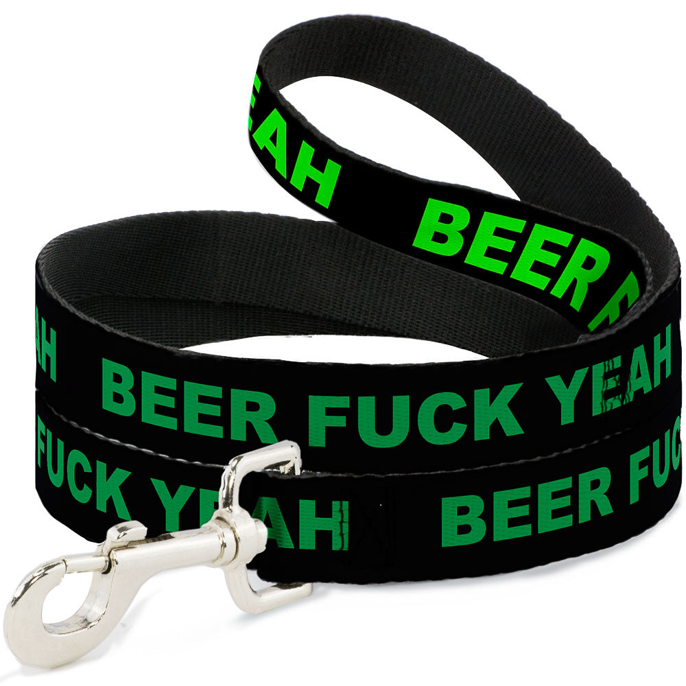 Buckle-Down Dog Leash - BEER FUCK YEAH Black/Neon Green