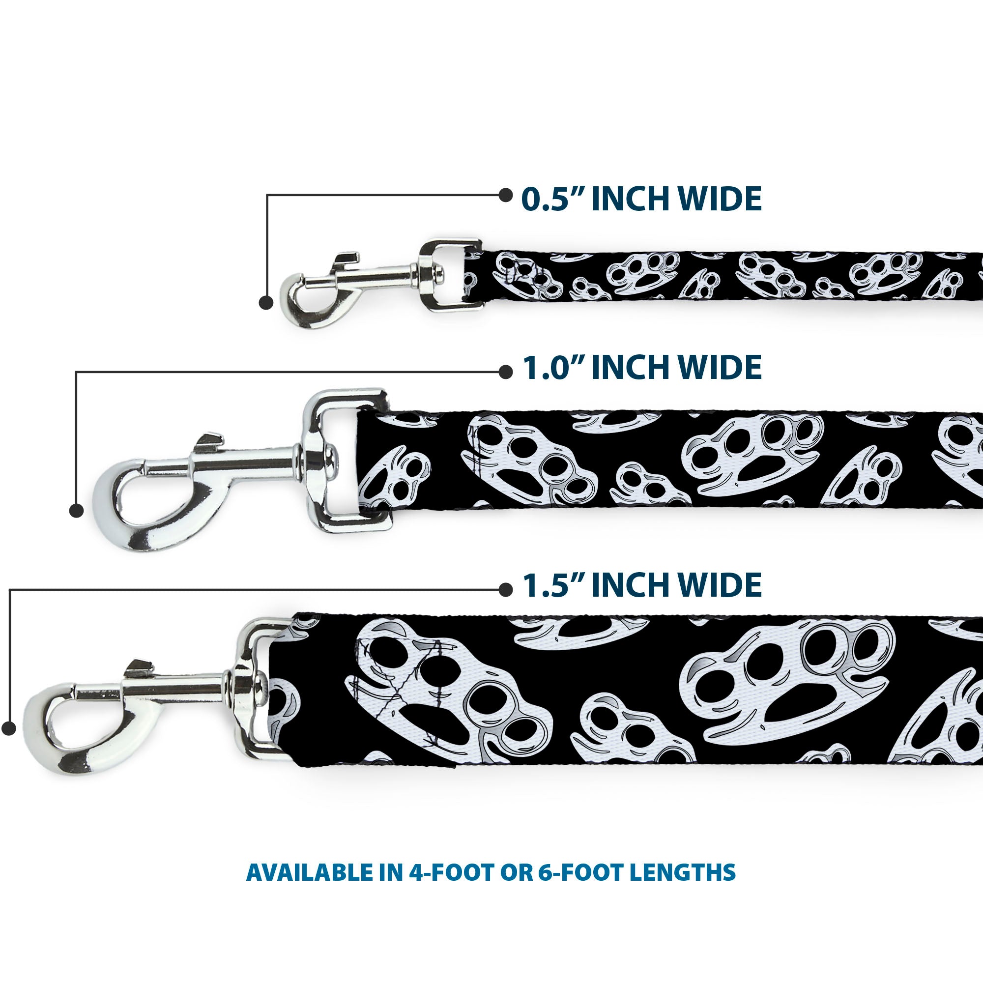 Buckle-Down Dog Leash - Brass Knuckles Black/White