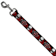 Buckle-Down Dog Leash - Brass Knuckles/Skulls/Roses Black/Red/White