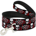 Load image into Gallery viewer, Buckle-Down Dog Leash - Brass Knuckles/Skulls/Roses Black/Red/White
