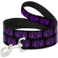 Load image into Gallery viewer, Dog Leash - BD Skulls w/Wings Black/Purple

