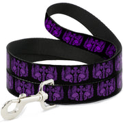 Dog Leash - BD Skulls w/Wings Black/Purple
