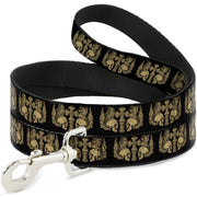 Dog Leash - BD Skulls w/Wings Black/Tan