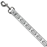 Dog Leash - BD Skulls w/Wings White/Black