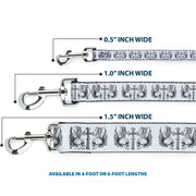 Dog Leash - BD Skulls w/Wings White/Black