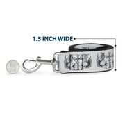 Dog Leash - BD Skulls w/Wings White/Black