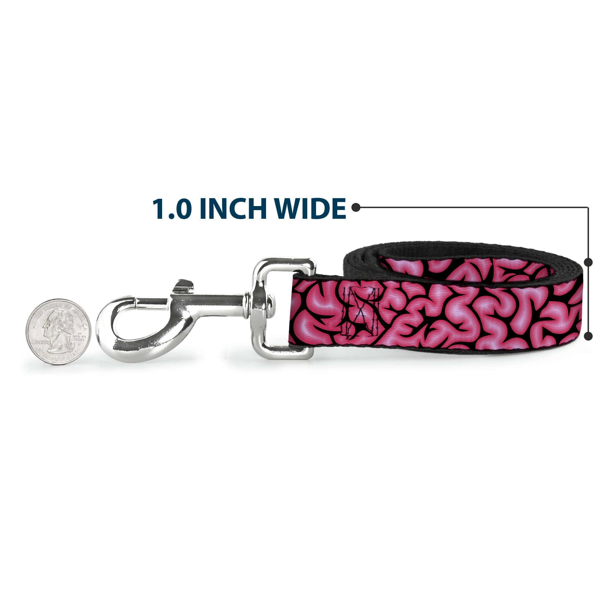 Dog Leash - Brains Black/Pink