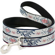 Dog Leash - BD AUTHENTIC SEATBELT BELT White/Blue/Red