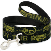 Dog Leash - BD Winged Skull ENJOY THE RIDE Olive/Lime Green