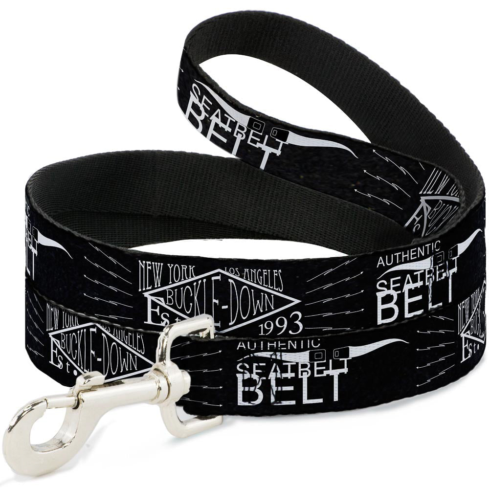 Dog Leash - BD AUTHENTIC SEATBELT BELT NY-LA Black/White