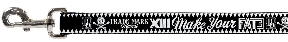 Dog Leash - BD Skull MAKE YOUR FATE Black/White