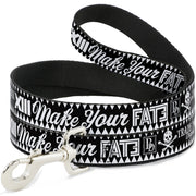 Dog Leash - BD Skull MAKE YOUR FATE Black/White