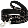 Load image into Gallery viewer, Dog Leash - BD Skull LIVE FAST AS LIGHTNING Black/Light Orange
