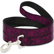 Dog Leash - BD Logo Scattered Black/Fuchsia