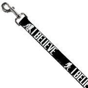 Dog Leash - Bigfoot Silhouette I BELIEVE Black/Gray/White
