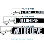 Dog Leash - Bigfoot Silhouette I BELIEVE Black/Gray/White