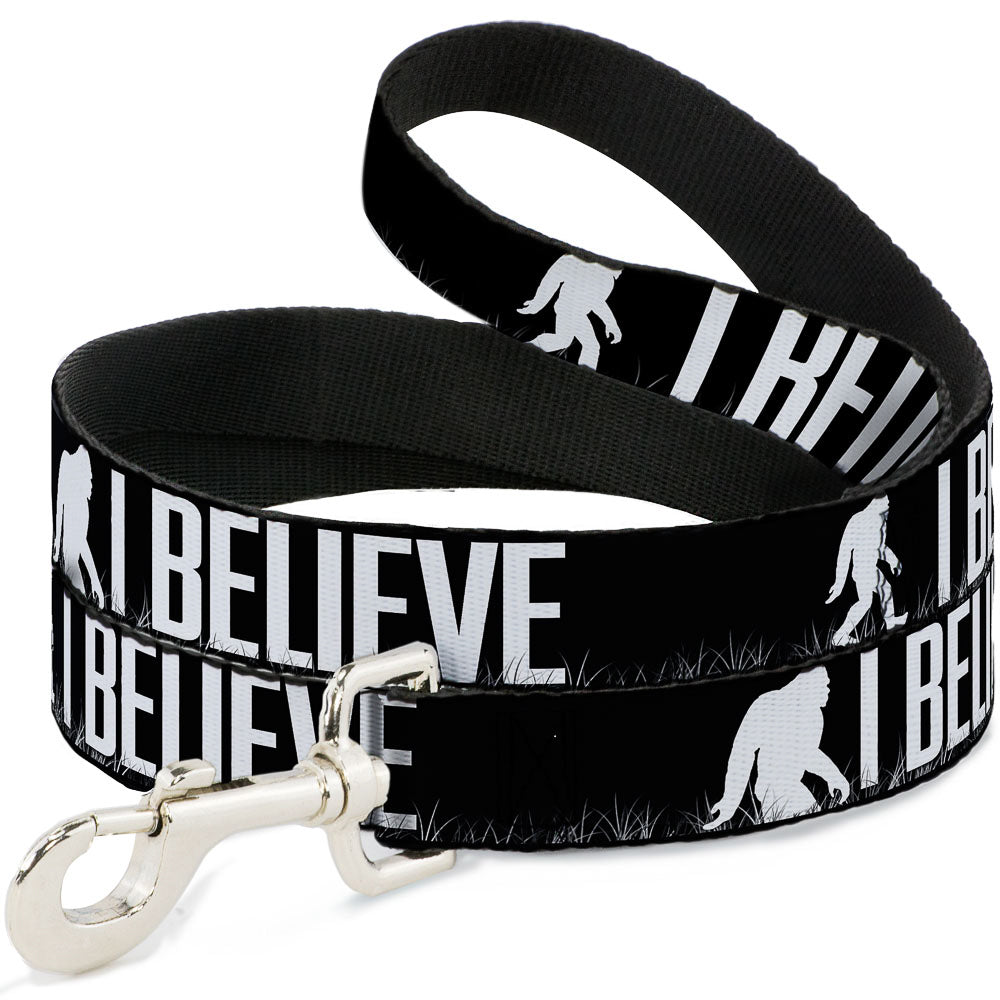 Dog Leash - Bigfoot Silhouette I BELIEVE Black/Gray/White