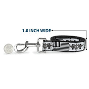 Dog Leash - BD Logo/American Stripe Flag White/Black
