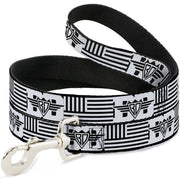 Dog Leash - BD Logo/American Stripe Flag White/Black