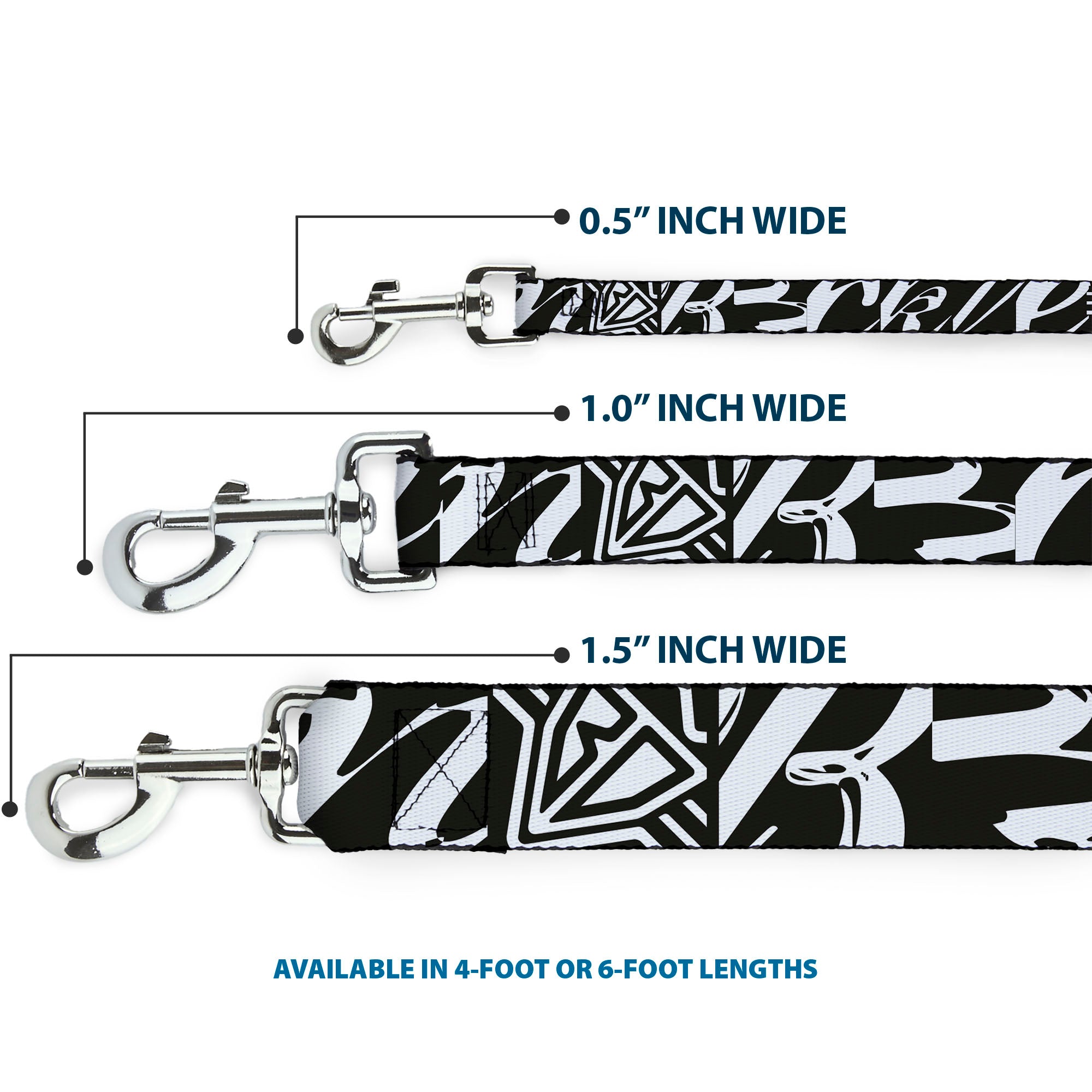 Dog Leash - BD Logo/BUCKLE-DOWN Script Black/White
