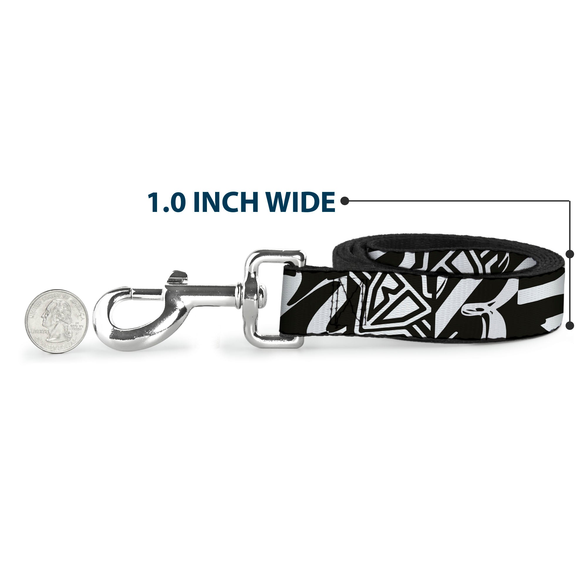 Dog Leash - BD Logo/BUCKLE-DOWN Script Black/White