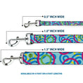 Load image into Gallery viewer, Dog Leash - Bullseye Stacked Swirl Blues/Green/Yellow/Pink
