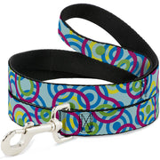 Dog Leash - Bullseye Stacked Swirl Blues/Green/Yellow/Pink