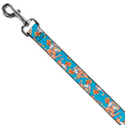 Dog Leash - Blonde Pin Up Girl Bright Blue