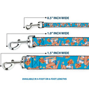 Dog Leash - Blonde Pin Up Girl Bright Blue