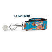 Dog Leash - Blonde Pin Up Girl Bright Blue