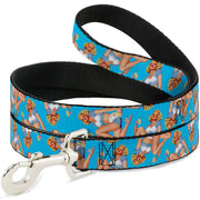 Dog Leash - Blonde Pin Up Girl Bright Blue